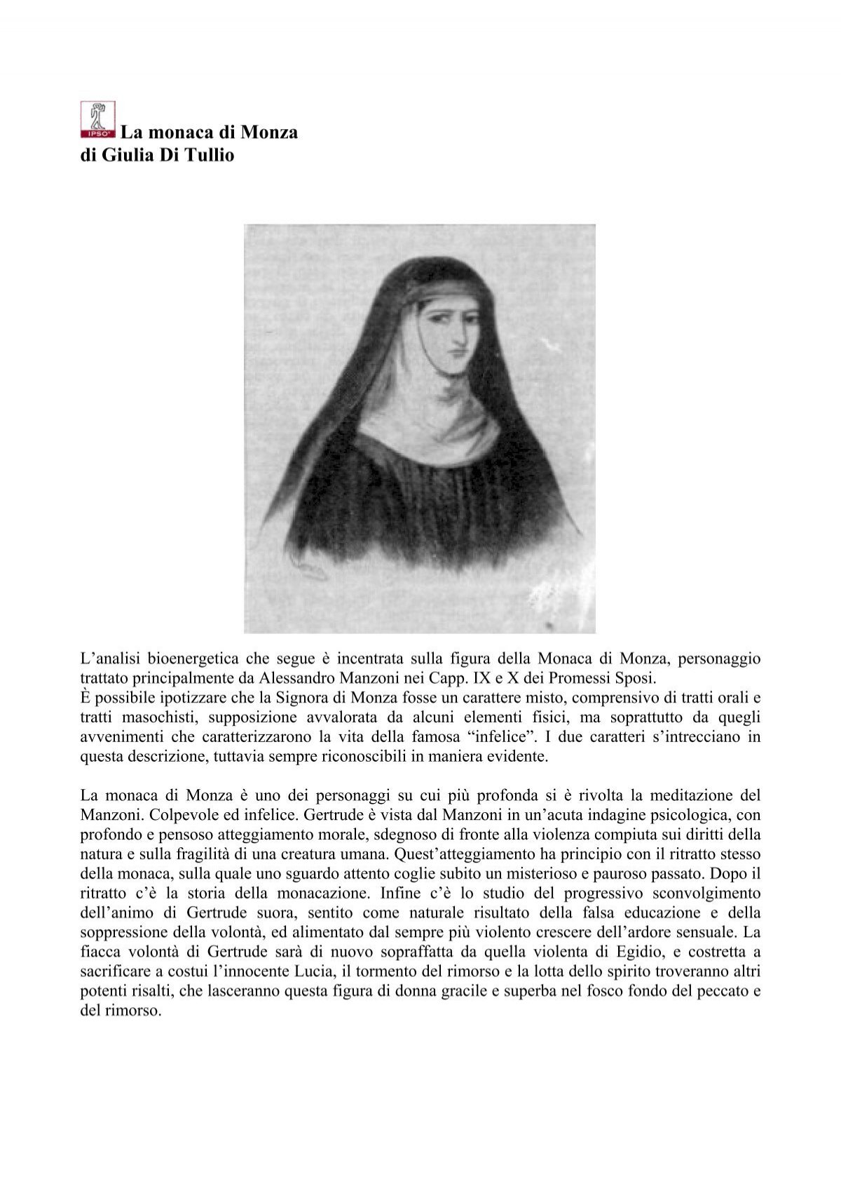 Gertrude ovvero la Monaca di Monza nei Promessi Sposi