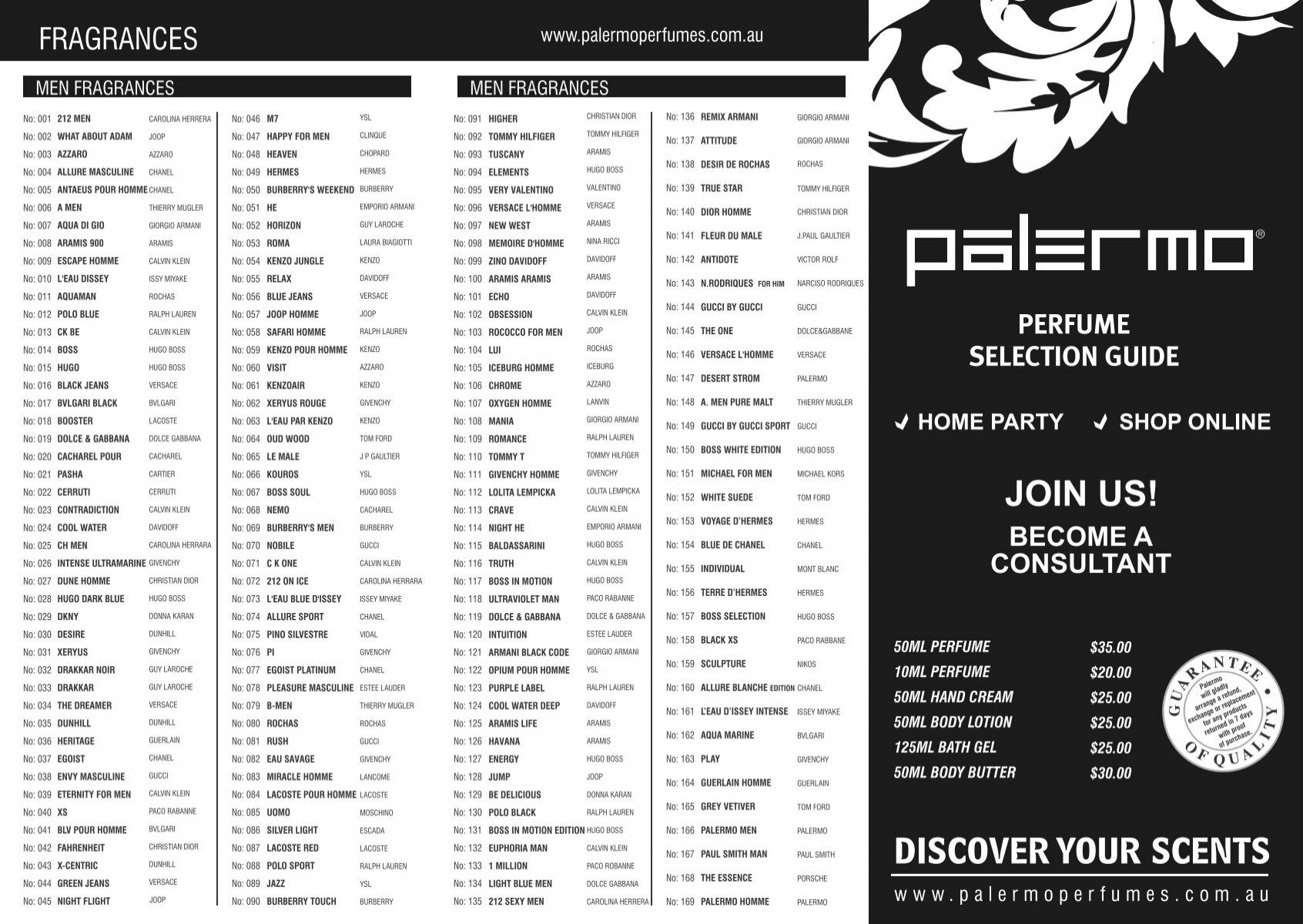 perfume selection guide become a consultant  - Palermo Perfumes