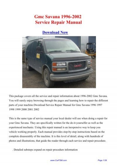 GMC Savana Shop Service Repair Manual CD 1998 Chevrolet Express Van