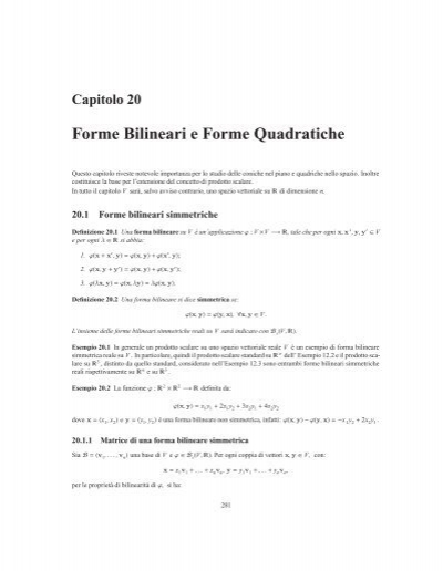 Forme Bilineari E Forme Quadratiche Matematica