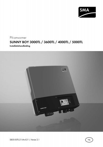 Faculteit Afstudeeralbum ontwerper SUNNY BOY 3000TL/3600TL/4000TL/5000TL - Installatiehandleiding
