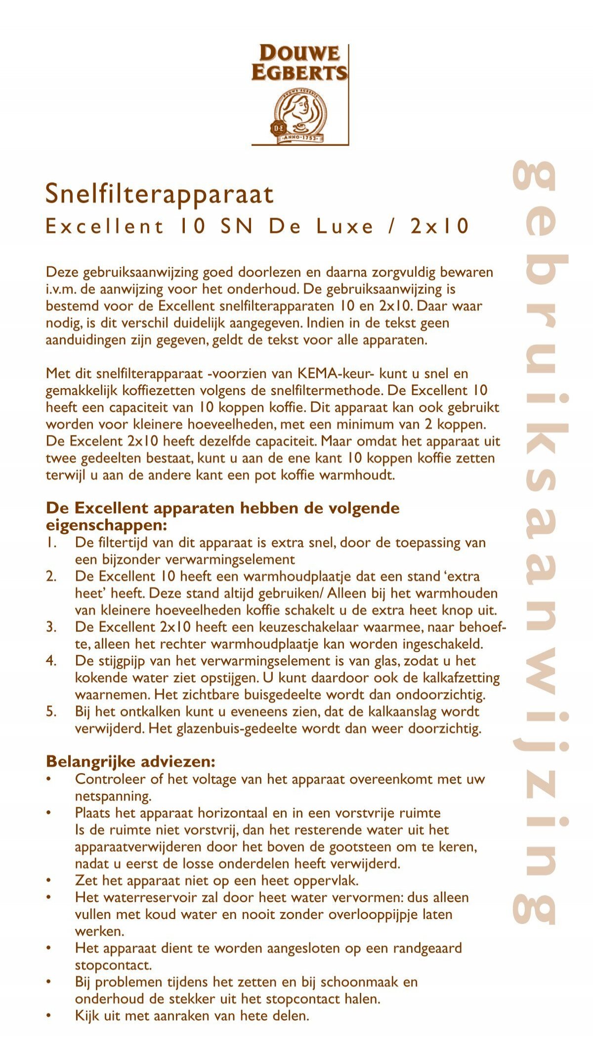 Garderobe Uitgaan Reproduceren Handleiding voor Excellent 10SN de Luxe Zwart - Douwe Egberts ...