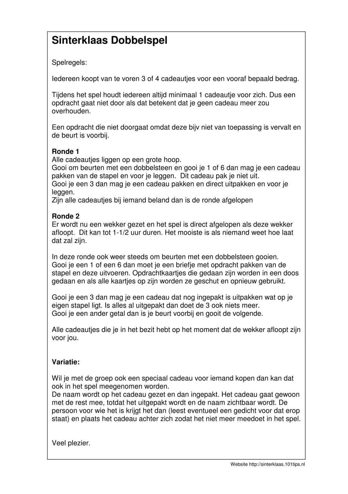 Raap bladeren op vasteland Ontwaken SinterklaasDobbelsteenSpel.pdf downloaden - Sinterklaas Tips