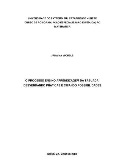 PDF) APRENDIZADO DA TABUADA: CONSTRUINDO SIGNIFICADOS E UTILIZANDO