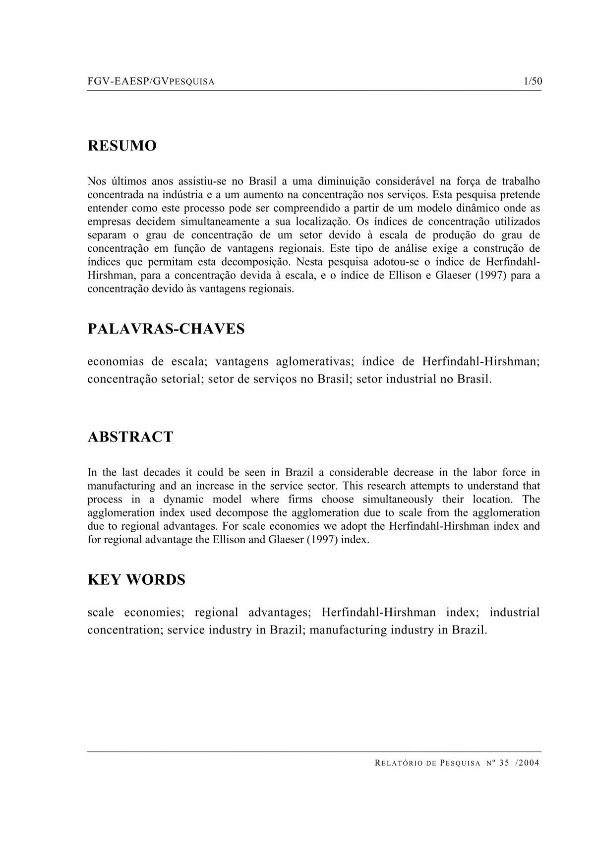 Resumo Palavras Chaves Abstract Key Words Gvpesquisa