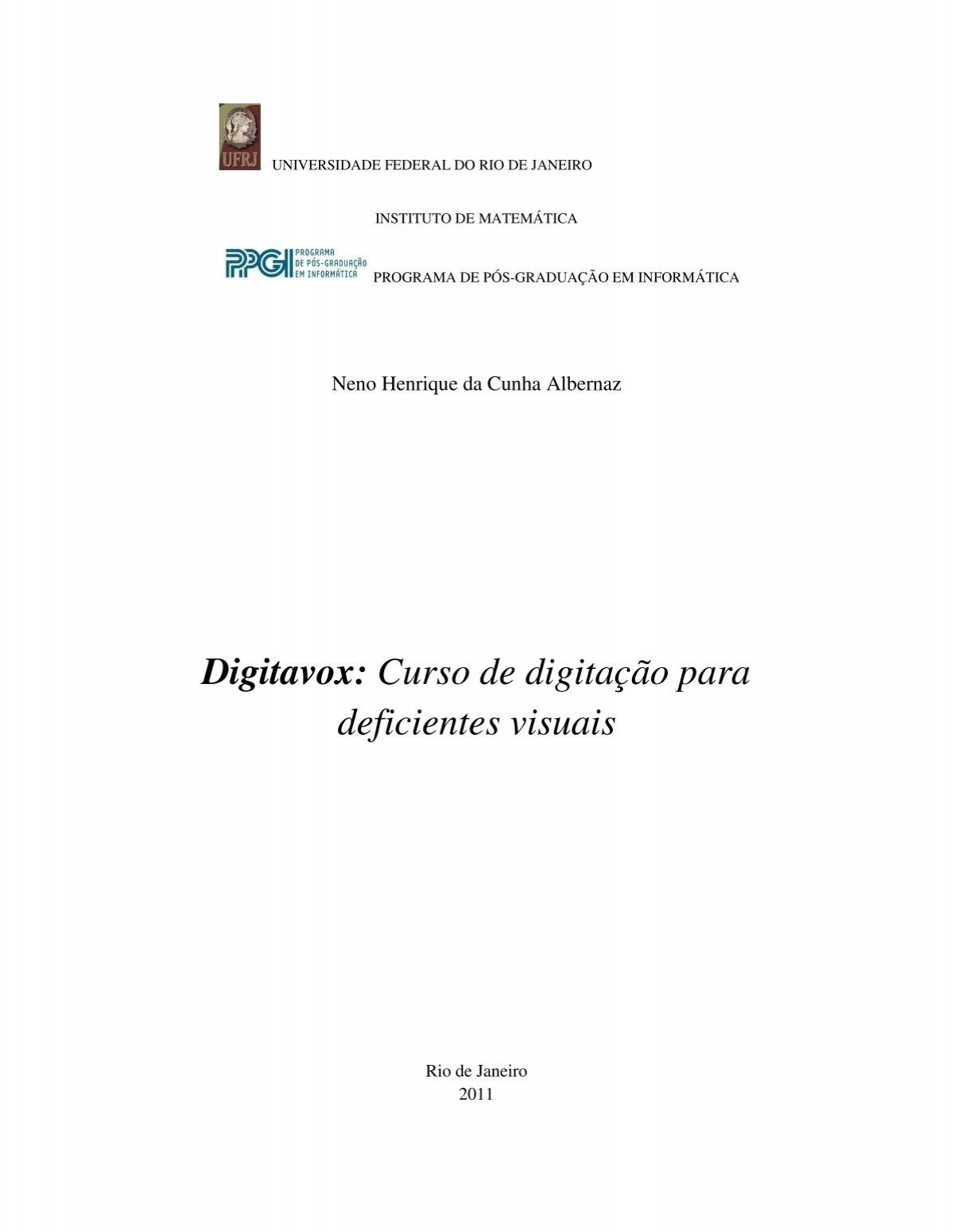 Digitavox: Curso de digitaÃ§Ã£o para deficientes visuais - NCE/UFRJ