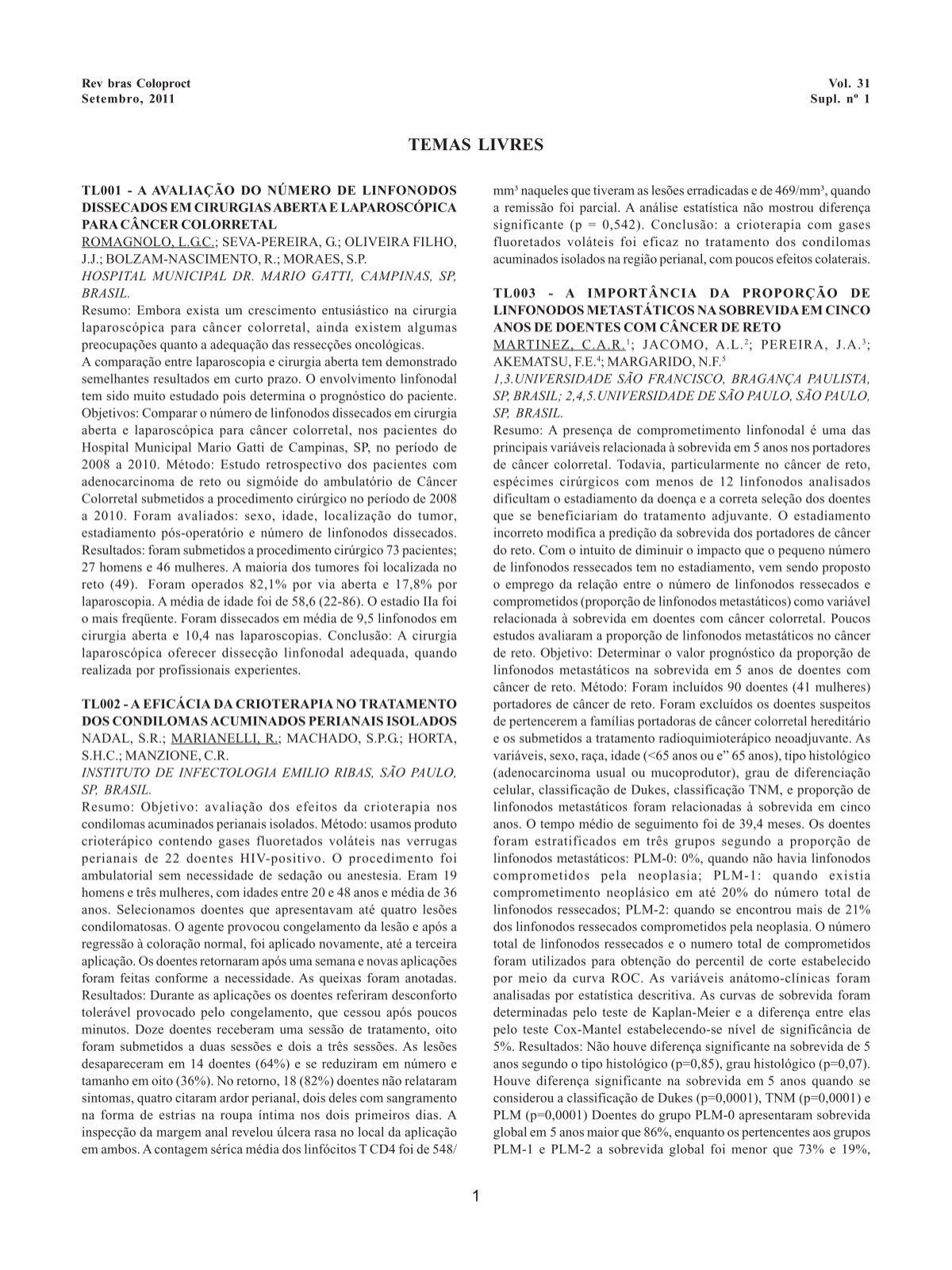 PDF) Obliteração do reto e canal anal como complicação da  retossigmoidectomia anterior com anastomose colorretal baixa: relato de caso