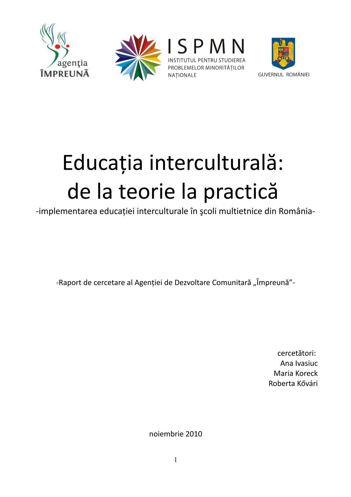 Educaţia Interculturală De La Teorie La Practică Ardor