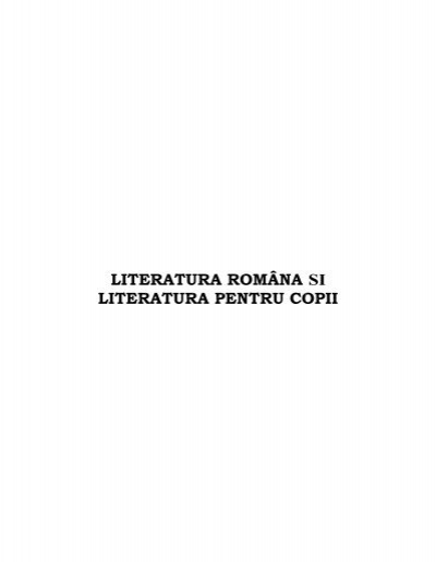 alcohol break butterfly Literatura romana si literatura pentru copii.DOC