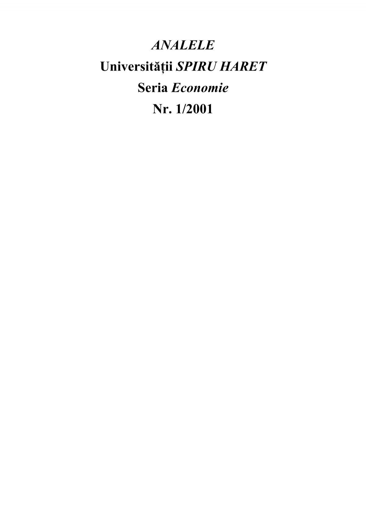 Revista Anale Seria Economie Nr 1 Universitatea Spiru Haret