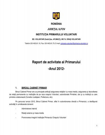 Raport de activitate Primarului 2012- - PrimÄƒria Voluntari