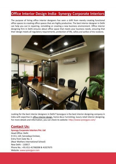 Office Interior Design India Synergy Corporate Interiors