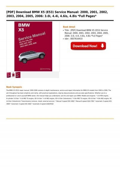 bentley service manual for the bmw x5 (e53) - 1999 to 2006