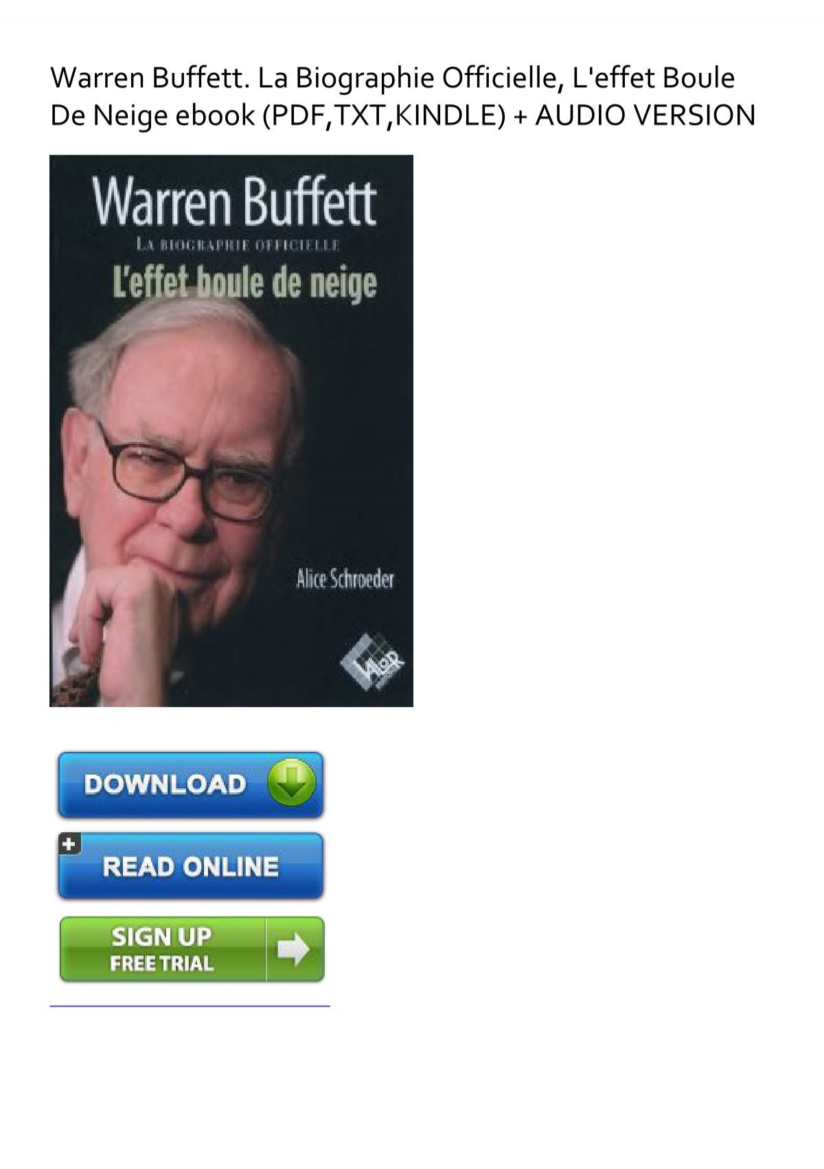  Warren Buffett: La biographie officielle. L'effet