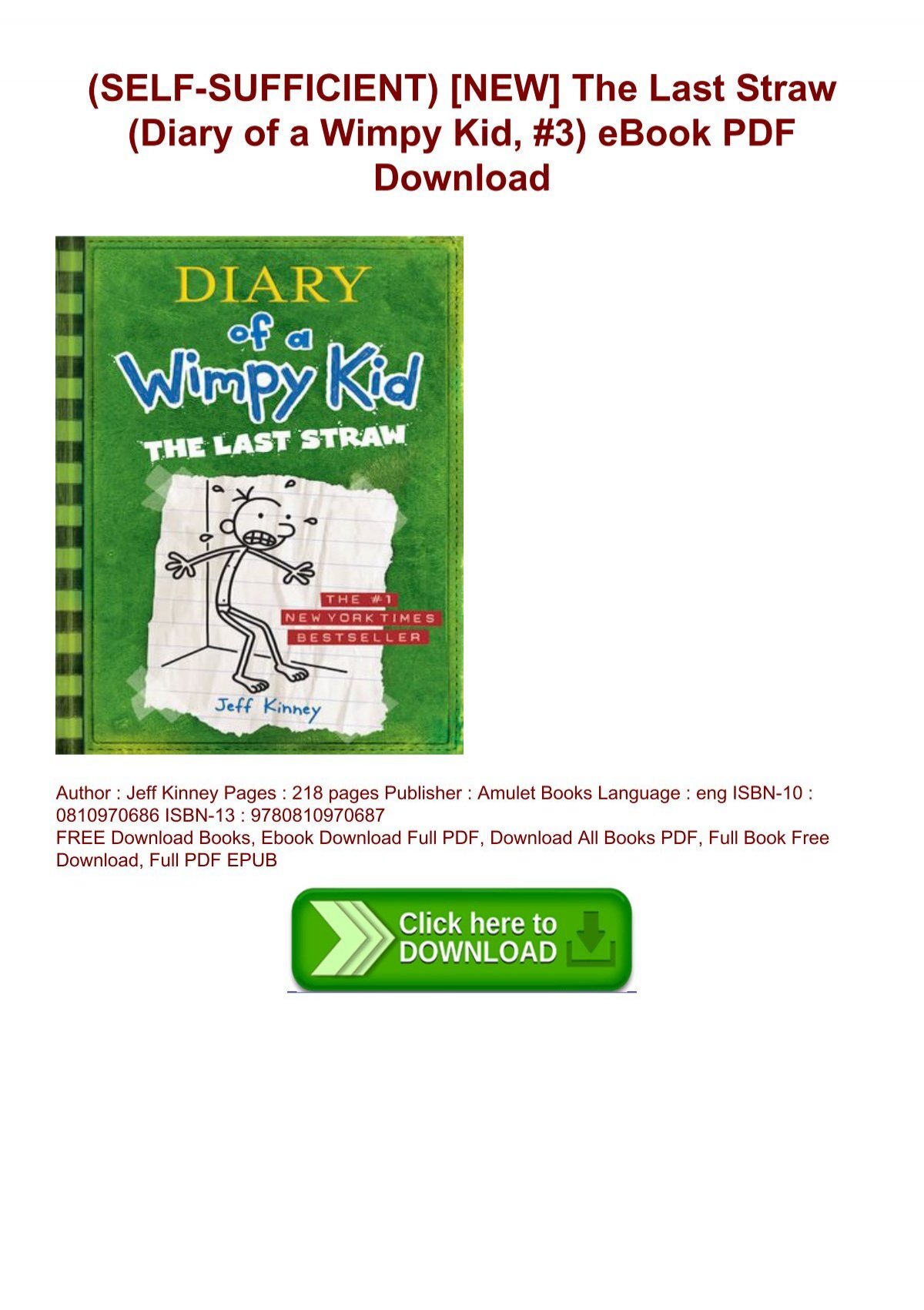 Self Sufficient New The Last Straw Diary Of A Wimpy Kid 3 Ebook Pdf Download