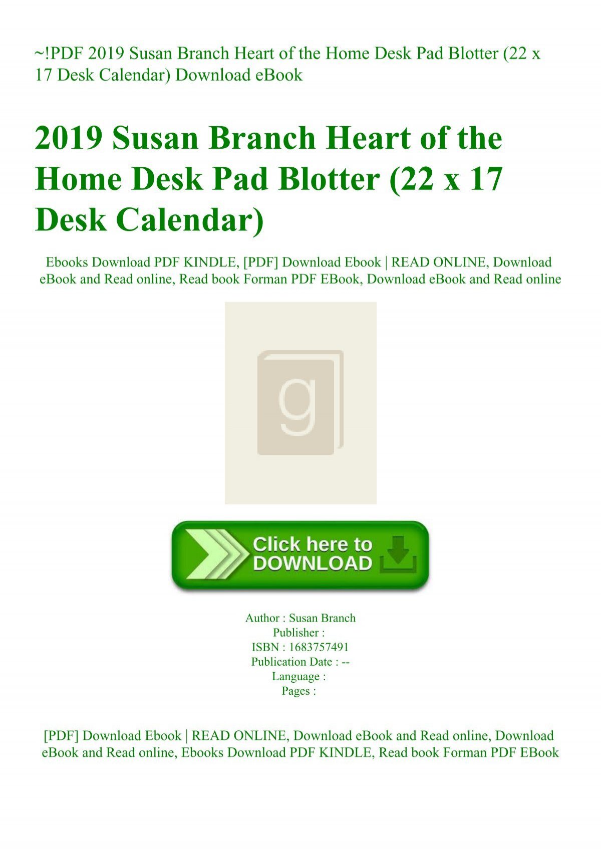 Pdf 2019 Susan Branch Heart Of The Home Desk Pad Blotter 22 X 17