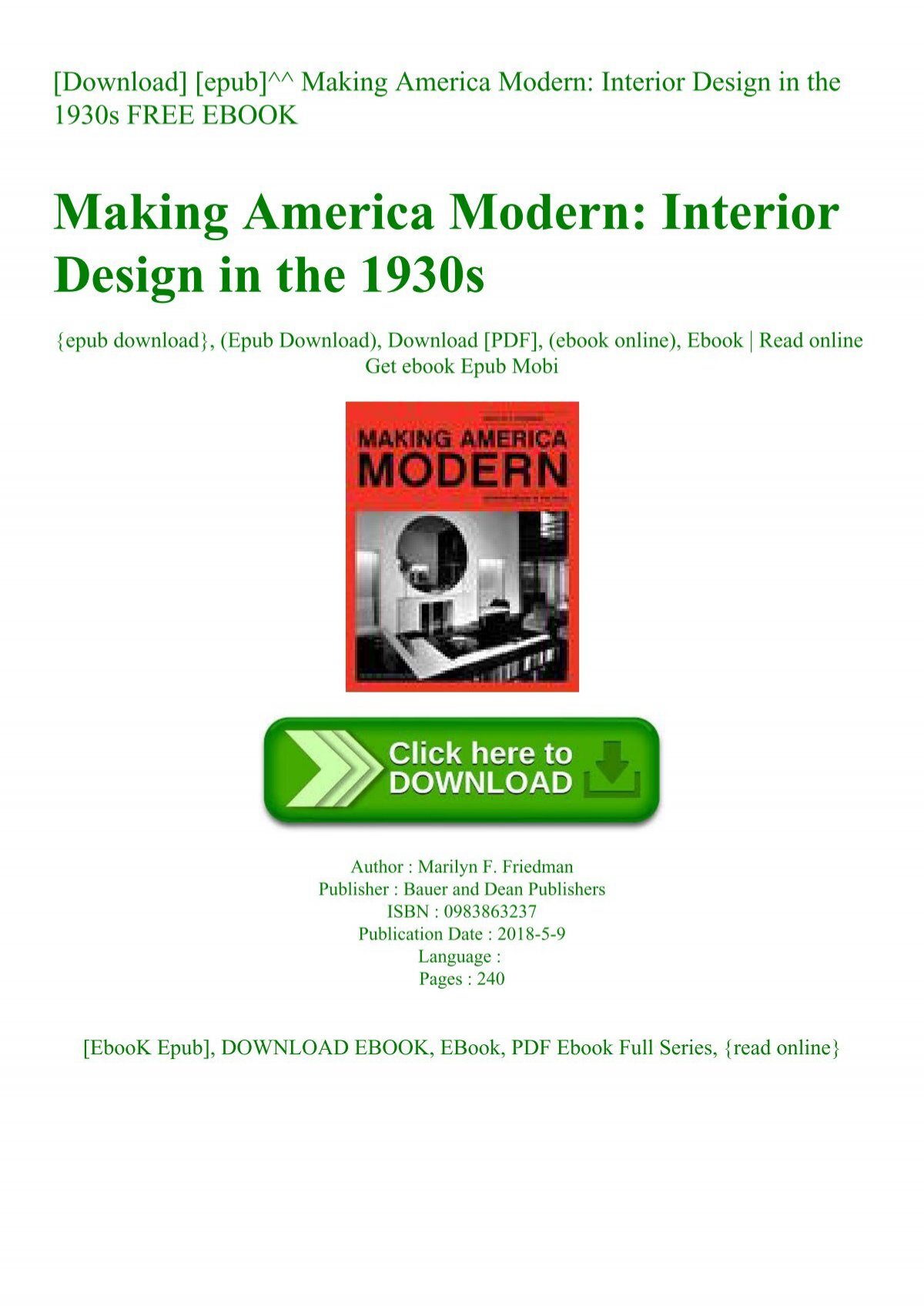 Download Epub Making America Modern Interior Design In